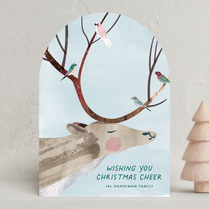 "Reindeer Cheer" - Holiday Cards in Frost Fog by Eve Schultz - Front