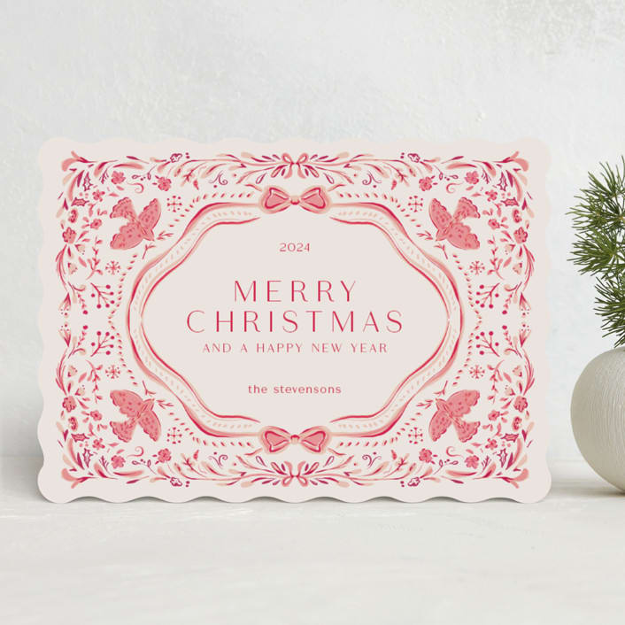 "Painterly Ceramic Border" - Holiday Cards in Gumdrop by Lucrecia Caporale - Front