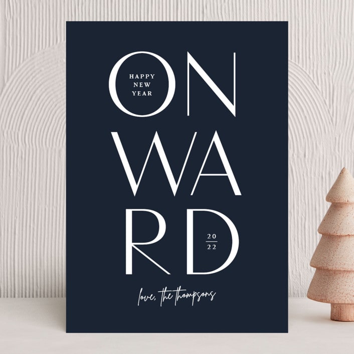 "Onward" - Holiday Cards in Blue Spruce by Jessica Corliss - Front