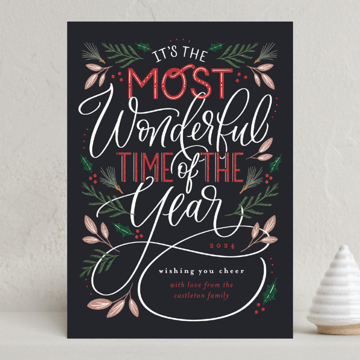 "The Most Wonderful" - Holiday Cards in Coal by Erin German - Front
