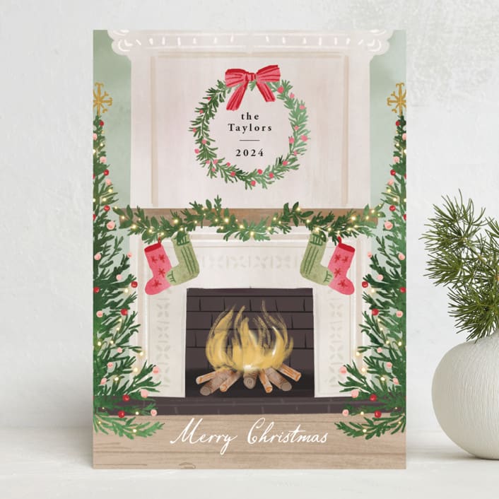 "Cosy Fireplace" - Holiday Cards in Fern by Petra Kern - Front