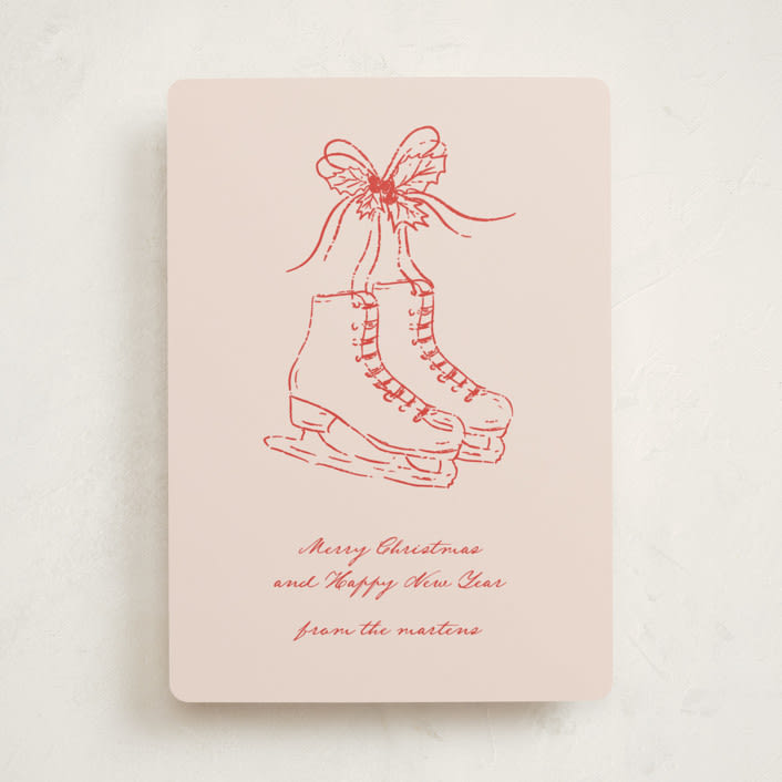 "Skatelle" - Holiday Cards in Rose by Jelena Vuletic - Front