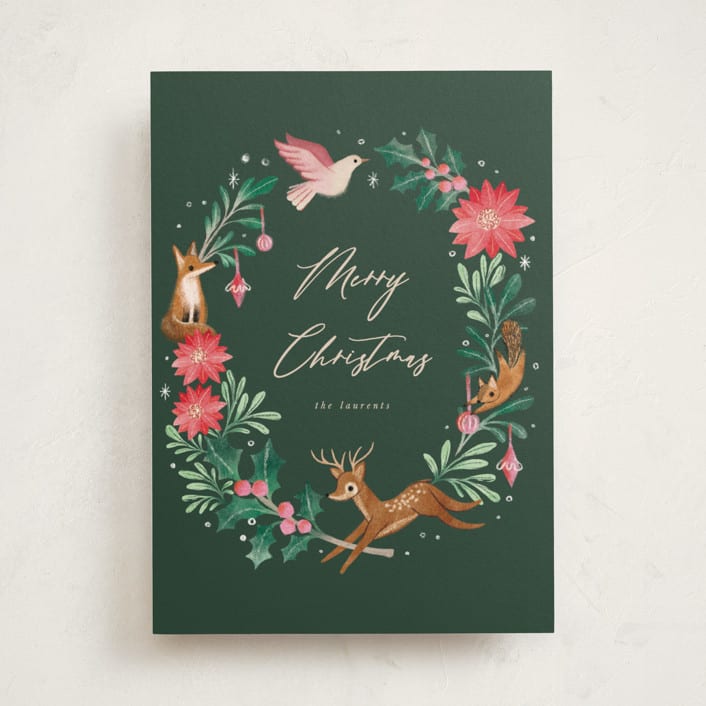 "Woodland Wreath" - Holiday Cards in Forest by Vivian Yiwing - Front