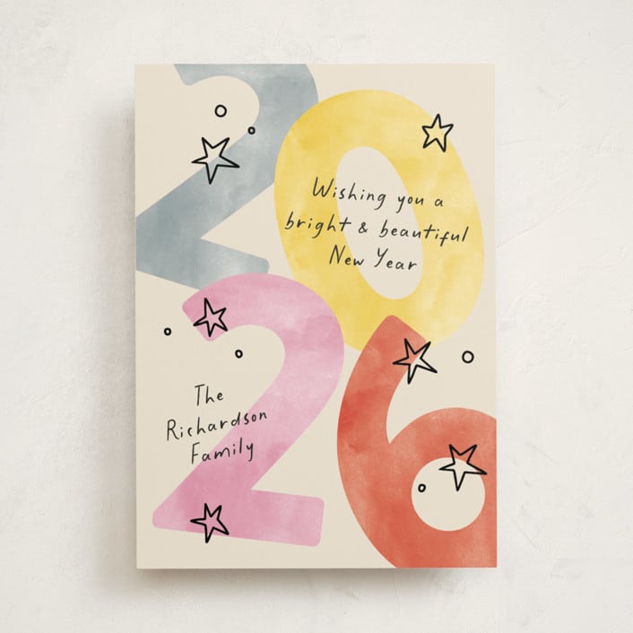 "New Year Stars" - Holiday Cards in Party by Pixel and Hank - Front