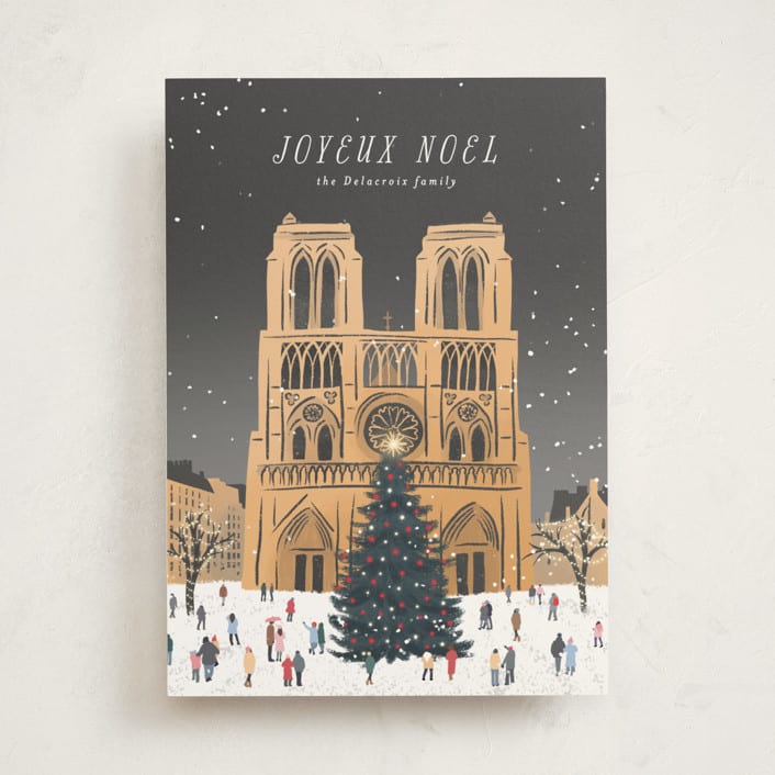 "Notre Dame" - Holiday Cards in Slate by Jamie Alexander - Front