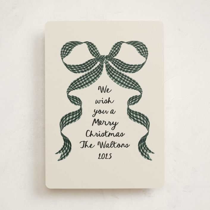 "Gingham Ribbon" - Holiday Cards in Juniper by Leah Bisch - Front