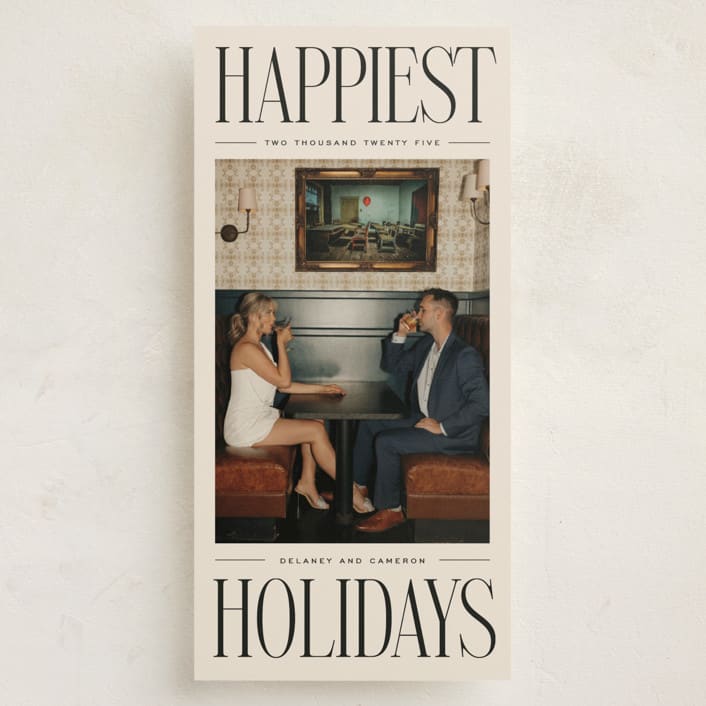 "Elongated" - Tall Holiday Cards in Licorice by Ekko Studio - Front