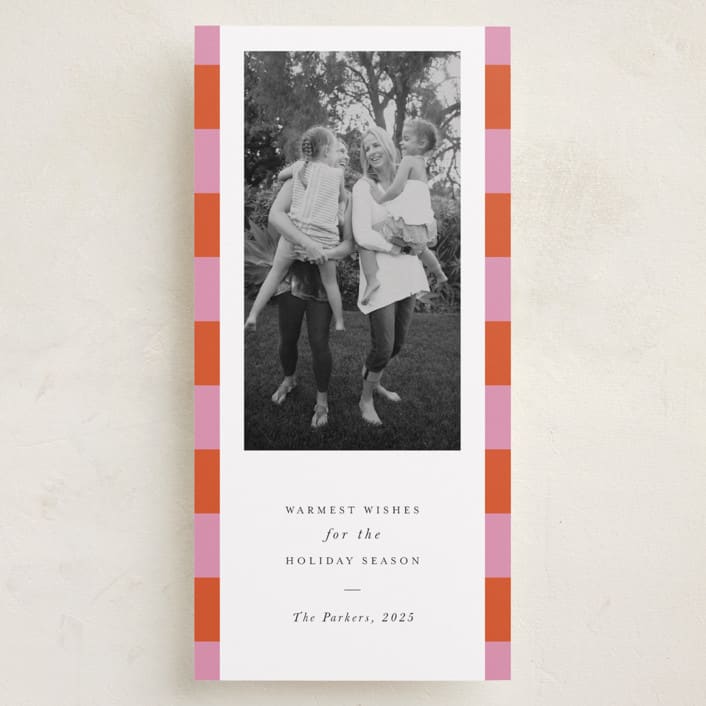 "Modern Cheer" - Tall Holiday Cards in Sorbet by Chryssi Tsoupanarias - Front