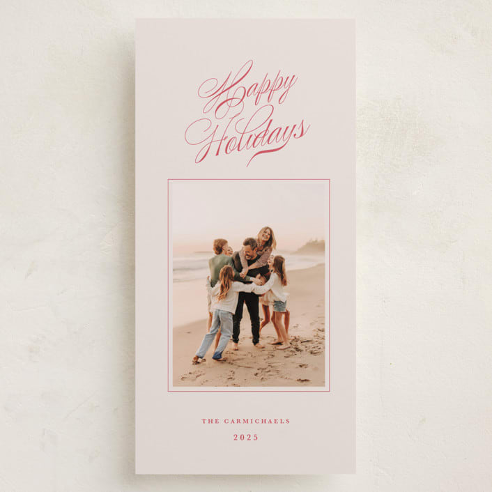 "Poem" - Tall Holiday Cards in Peppermint by Olivia Kanaley Inman - Front