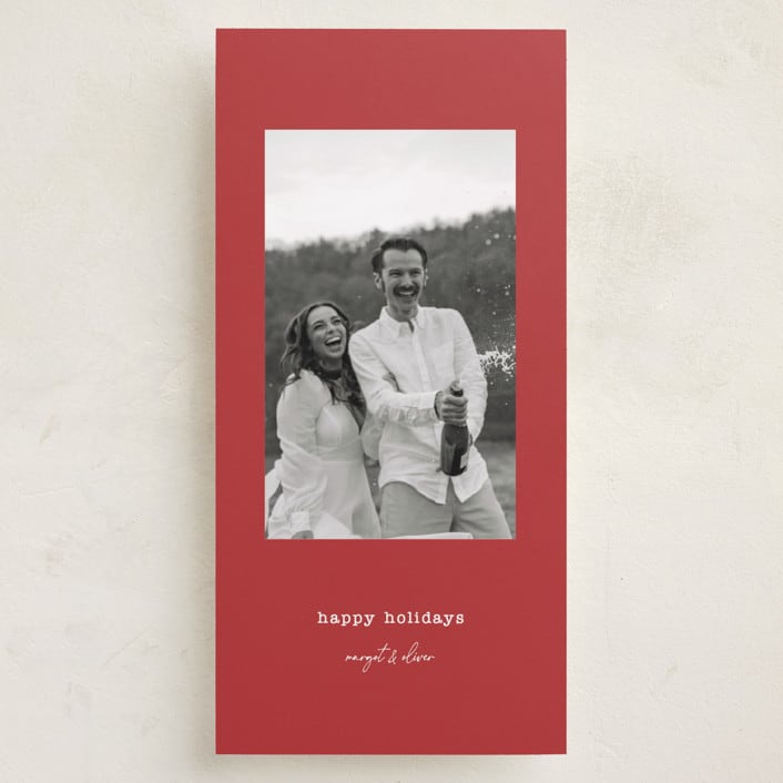 "typed" - Tall Holiday Cards in Cardinal by Kristen Knechtel - Front