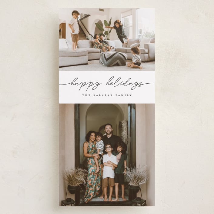 "Flow" - Tall Holiday Cards in Coal by Pixel and Hank - Front