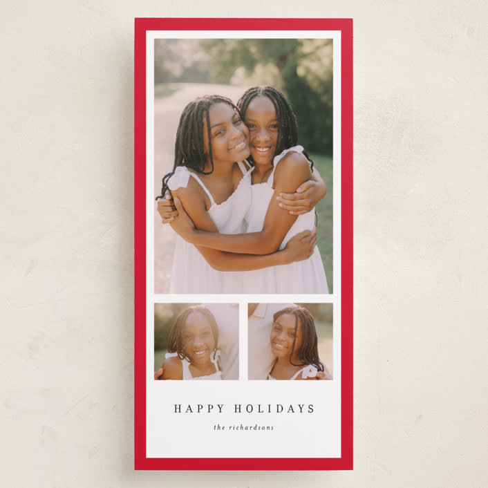 "Essex" - Tall Holiday Cards in Poinsettia by Amy Kross - Front