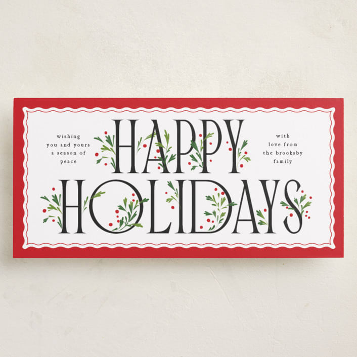 "Festive Foliage" - Tall Holiday Cards in Holly by Erin L. Wilson - Front