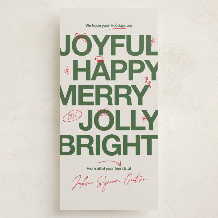 "Holiday scribbles" - Tall Holiday Cards in Pine by Owl and Toad - Front