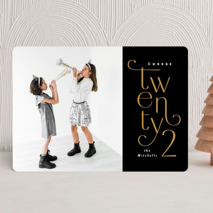 "Ornate Year" - Holiday Cards in Noir by Ana Sharpe - Front