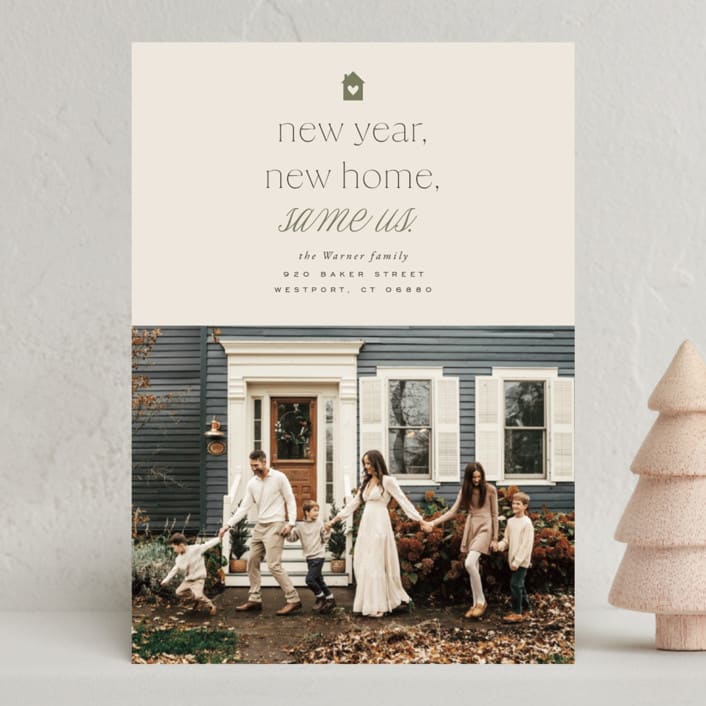 "New But Same" - Holiday Cards in Sage by Everett Paper Goods - Front