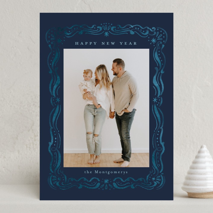 "Swirled" - Holiday Cards in Midnight by Petra Kern - Front
