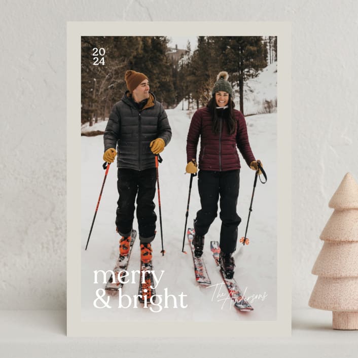 "Thin Border" - Holiday Cards in Mist by Olivia Williams - Front