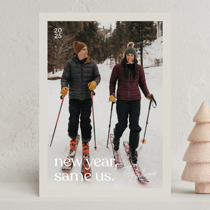 "Thin Border" - Holiday Cards in Mist by Olivia Williams - Front