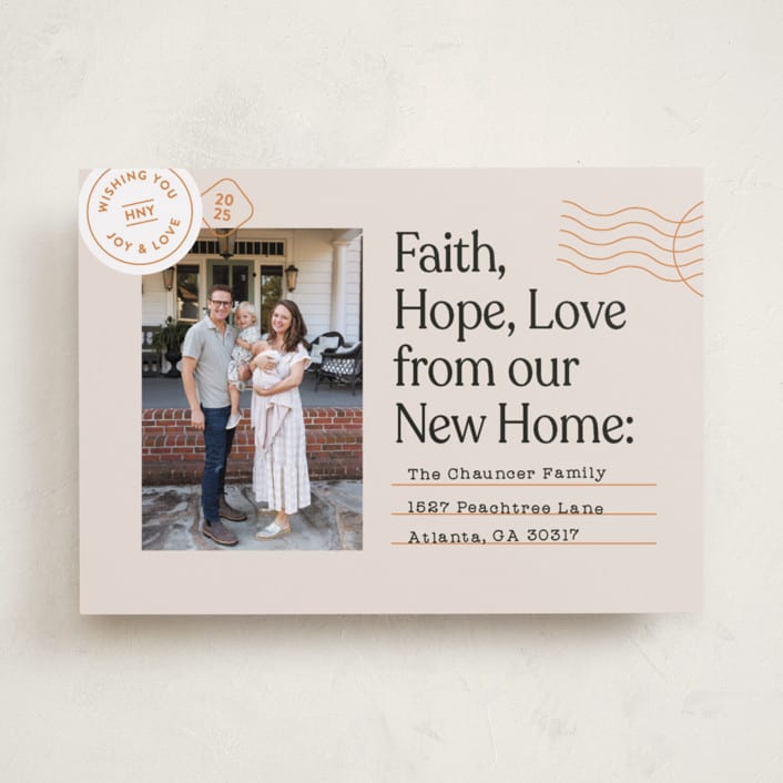 "New Here" - Holiday Cards in Champagne by Shari Margolin - Front