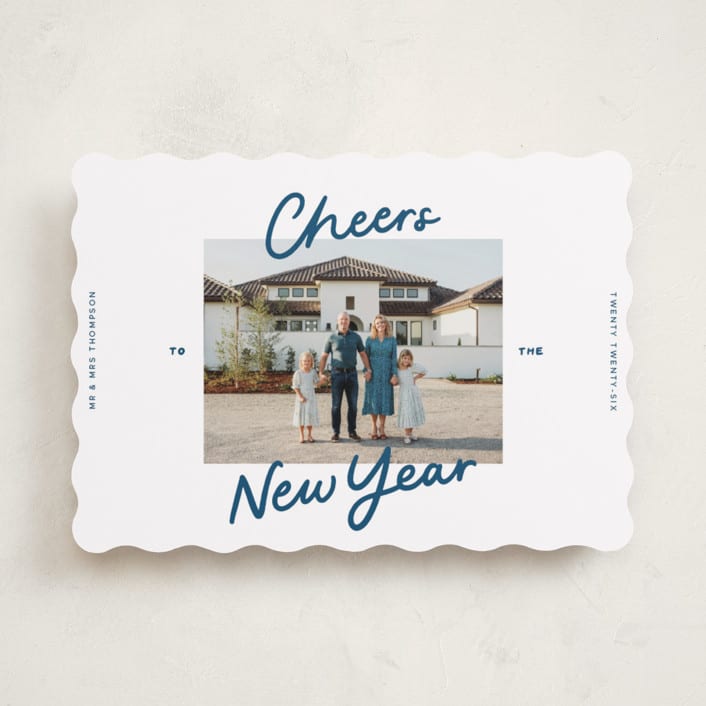 "A Simple Cheers" - Holiday Cards in Blue Jeans by Abbigail Lim - Front