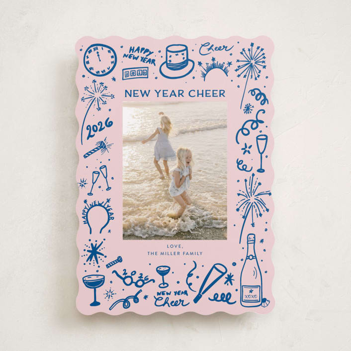 "New Year Cheer Doodles" - Holiday Cards in Blue Jay by Erika Firm - Front