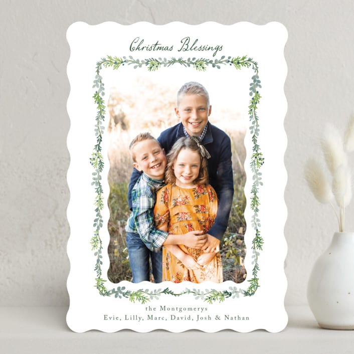 "Scalloped Greenery" - Holiday Cards in Wreath by Petra Kern - Front
