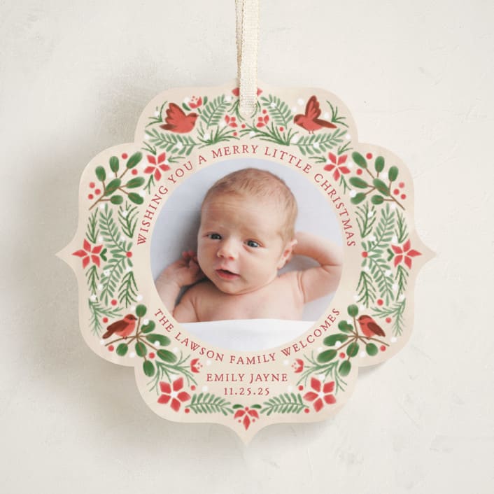 "A little more merry" - Holiday Ornament Cards in Robin by Paper Sun Studio - Front