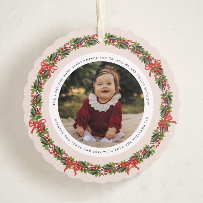 "Christmas Ornament" - Holiday Ornament Cards in Blush by Sherley Ferreira - Front