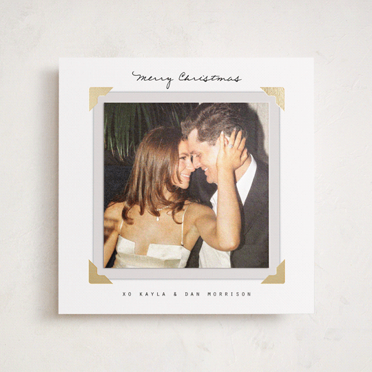 "Album View" - Foil-Pressed Holiday Photo Mount Cards in Snow by Everett Paper Goods - Front