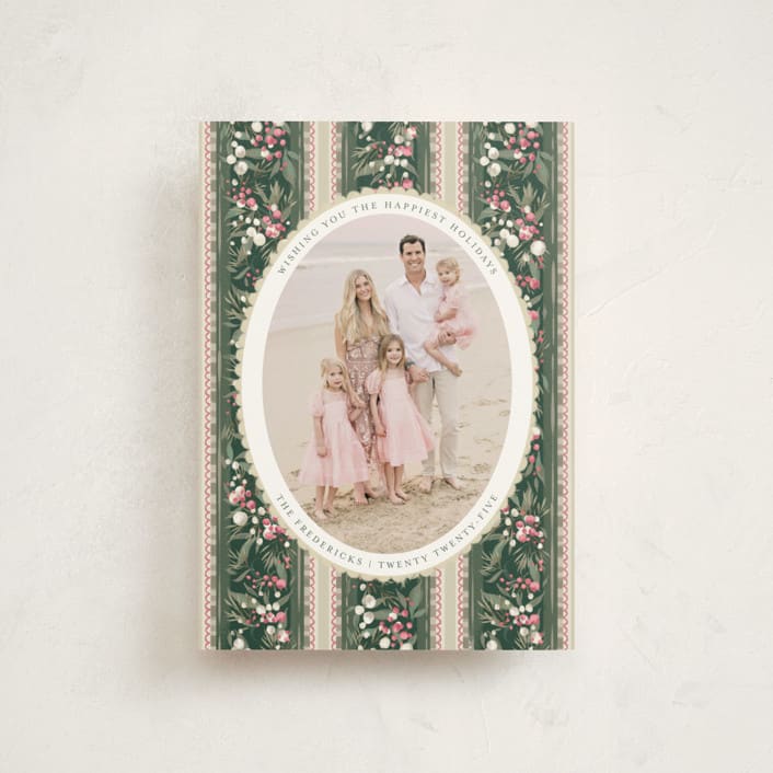 "Holiday Garland Ribbon" - Holiday Cards in Gumdrop by Jackie Crawford - Front