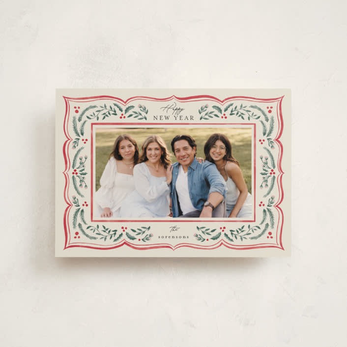 "Scalloped Edge Holiday" - Holiday Cards in Scarlet by Chris Griffith - Front