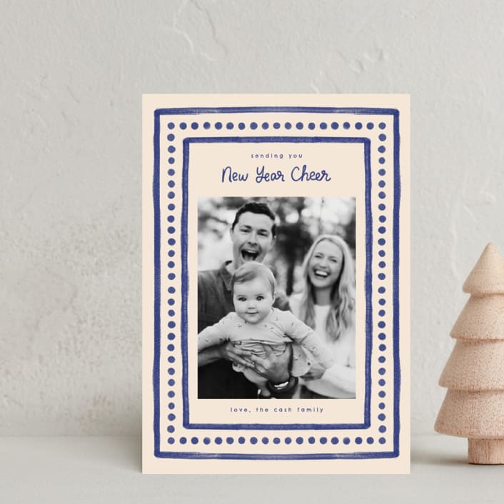 "Textiles" - Holiday Cards in Azure by Megan Cash - Front