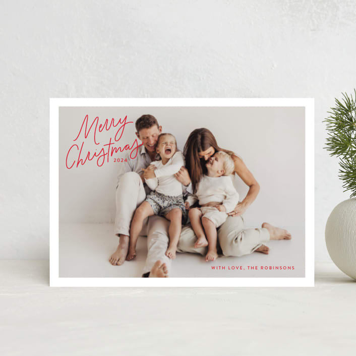 "Angled Merry Christmas" - Holiday Cards in Holly Berry by Kristen Magee - Front