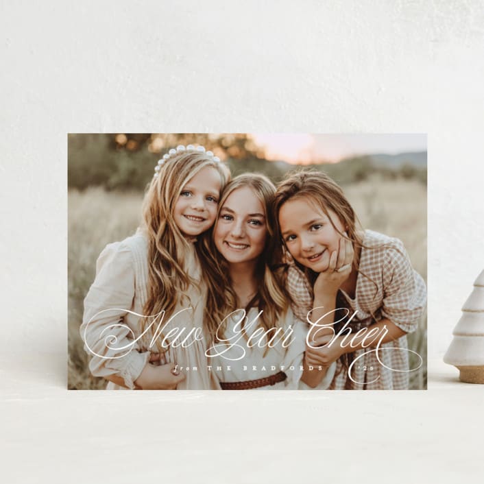 "Blessing Script" - Holiday Cards in Frost by Laura Hankins - Front