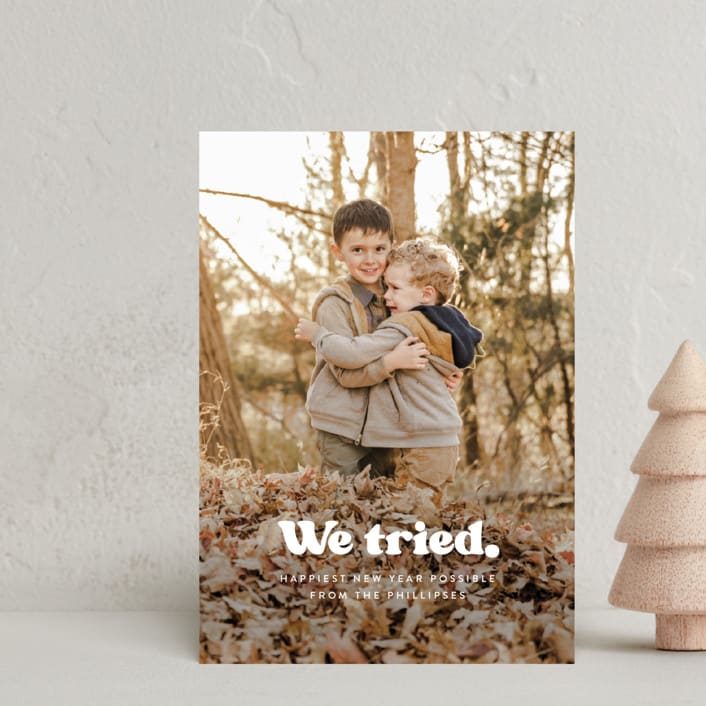 "We tried." - Holiday Cards in Snowy Night by Itsy Belle Studio - Front