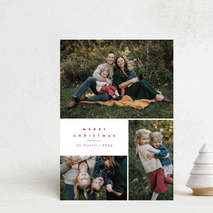 "Blocked" - Holiday Cards in Poinsettia by Brianne Larsen - Front