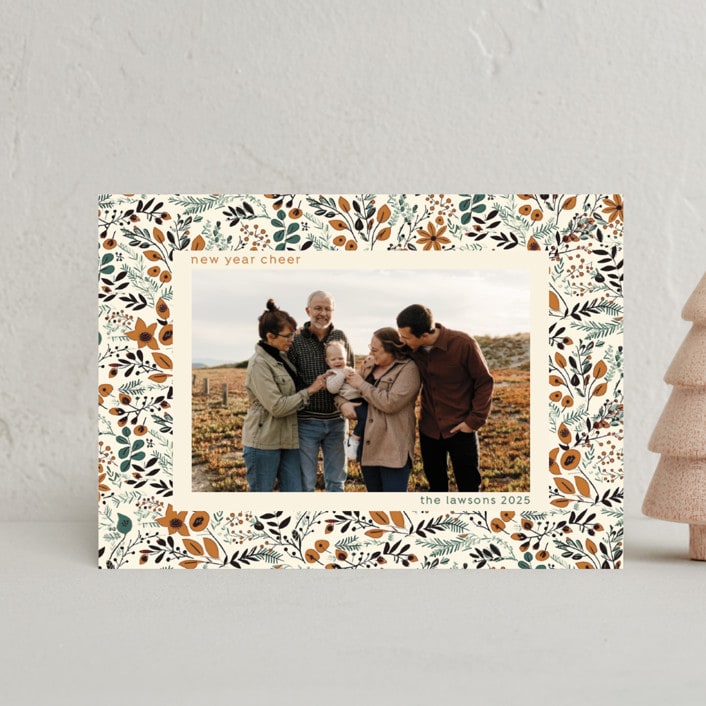 "Winter flora pattern" - Holiday Cards in Caramel by Tatjana Koraksic - Front
