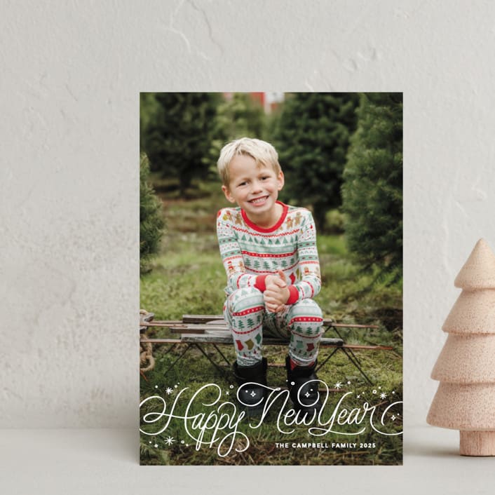 "Christmas Scripts" - Holiday Cards in Snow by Kristen Smith - Front