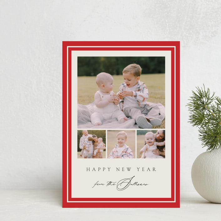 "Tailored" - Holiday Cards in Poinsettia by Amy Kross - Front