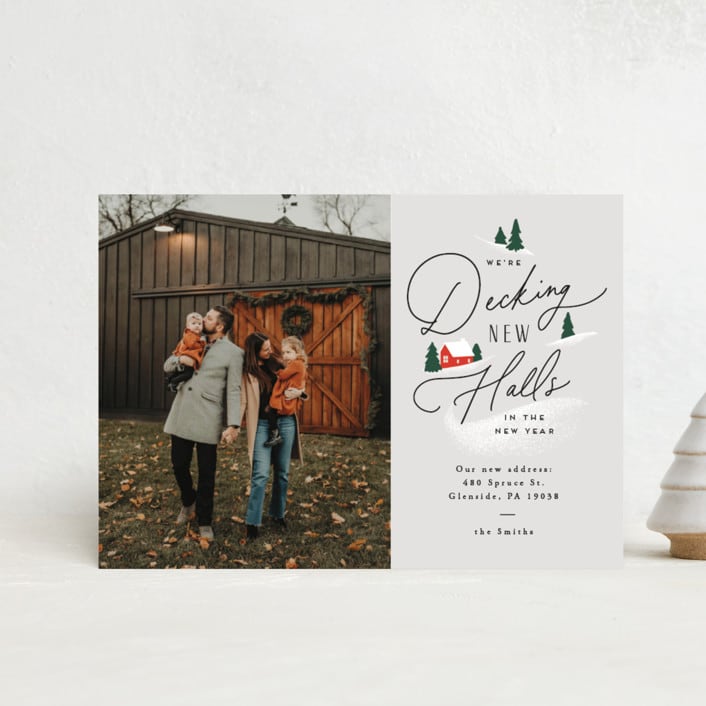 "Decking New Halls" - Holiday Cards in Stone by Everett Paper Goods - Front