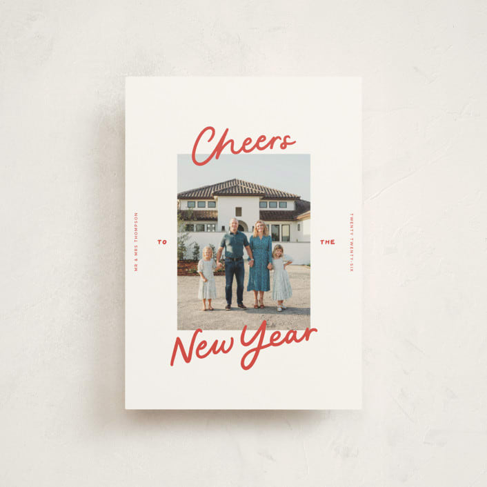 "A Simple Cheers" - Holiday Cards in Holly Berry by Abbigail Lim - Front