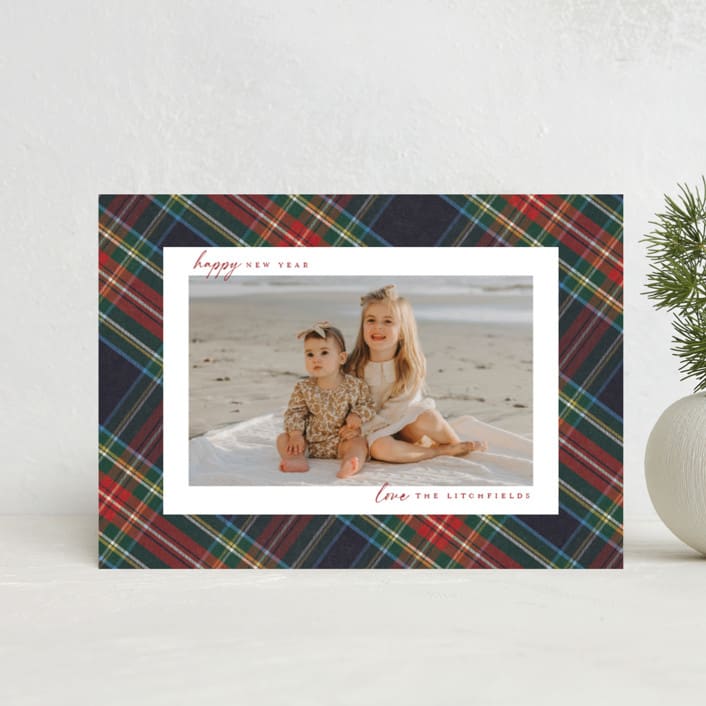 "Christmas tartan" - Holiday Cards in Flannel by Wildfield Paper Co - Front