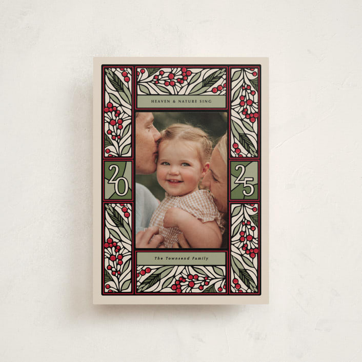"Teaberry Stained Glass" - Holiday Cards in Garland by Thomas Ward - Front