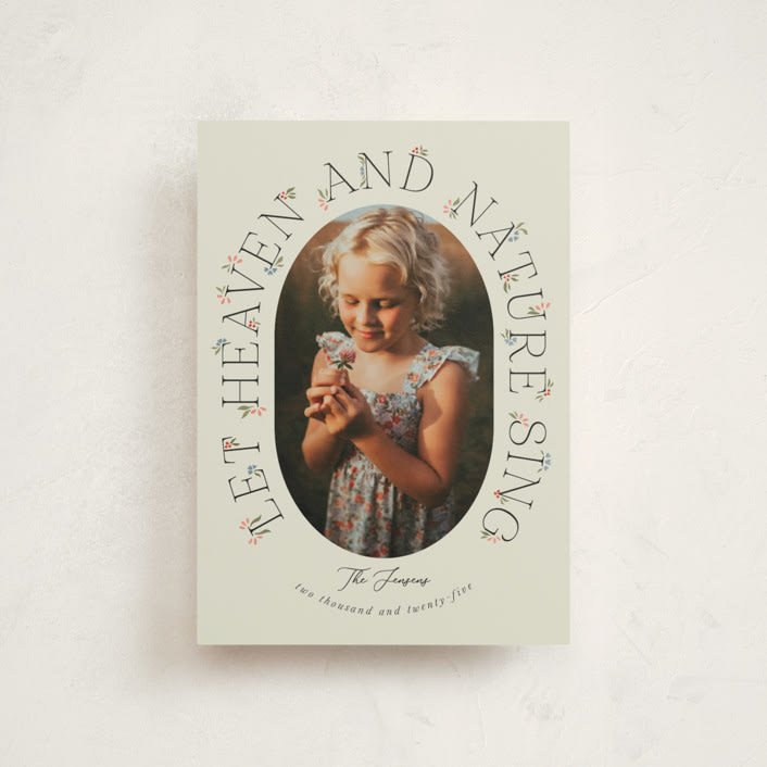 "Flora" - Holiday Cards in Mint by Brynne Foster - Front