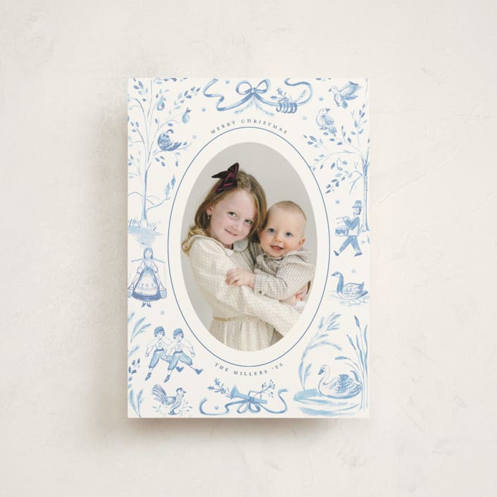 "12 Days of Christmas Toile" - Holiday Cards in Ice by Teju Reval - Front