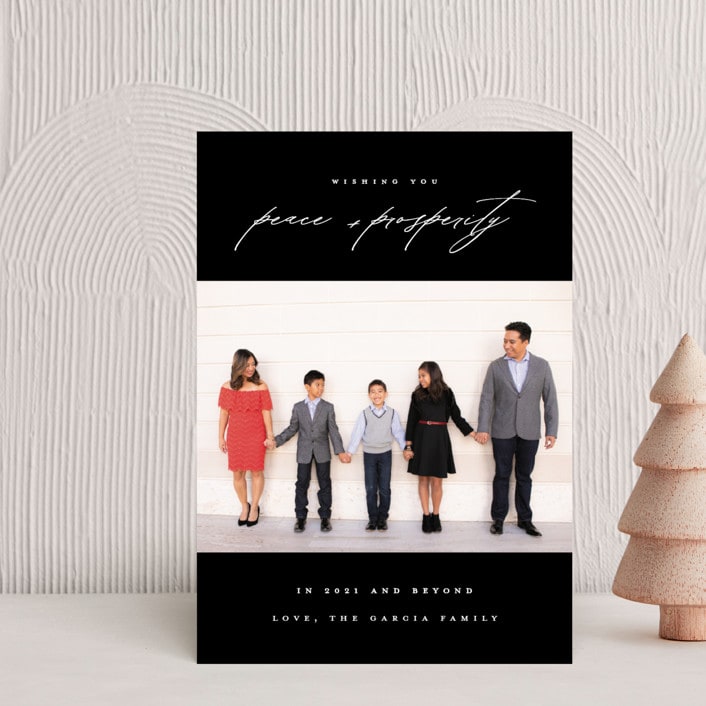 "Peace And Prosperity" - Holiday Cards in Onyx by Up Up Creative - Front