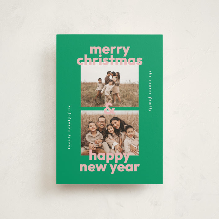 "Bold Stack" - Holiday Cards in Holly by Lisa McLean - Front