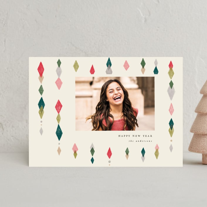 "Bejeweled" - Holiday Cards in Cranberry by Vivian Yiwing - Front