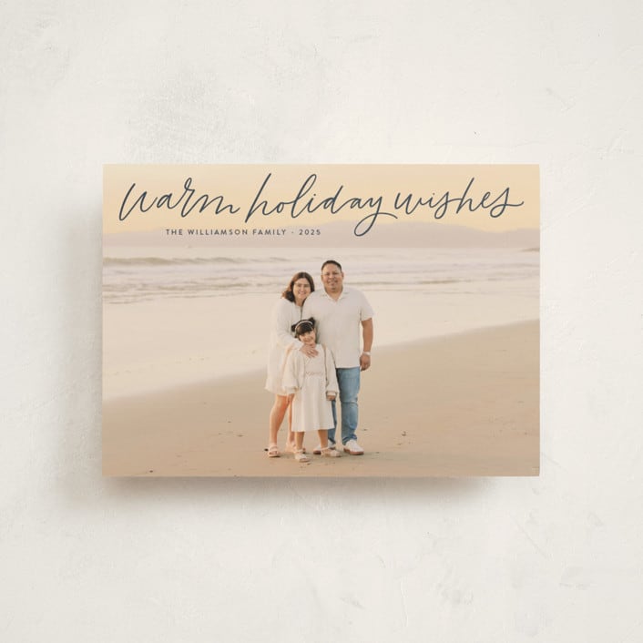 "Warm Holiday Wishes Script" - Holiday Cards in Midnight by Kristen Magee - Front
